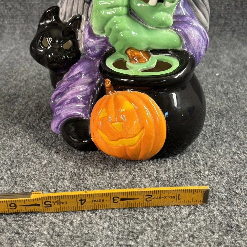 Vintage Heartline 1980s Halloween Witch Cauldron Ceramic Decoration Tea Light